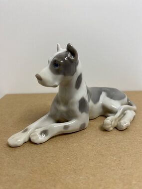 Vintage BING GRONDAHL Great Dane Reclining Dog Porcelain Denmark Glossy Figurine